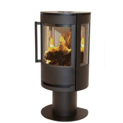 HWAM WIKING LUMA 1 WOOD PEDESTAL 3 GLASS PANELS STOVE MATT BLACK