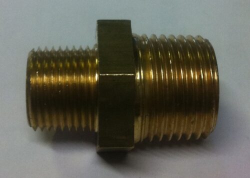 1/2" X 3/8" MXM REDUCING NIPPLE BRASS HEX