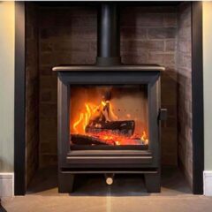 CLOCK SUDBURY 5 WOOD STOVE WITH BRASS FITTINGS