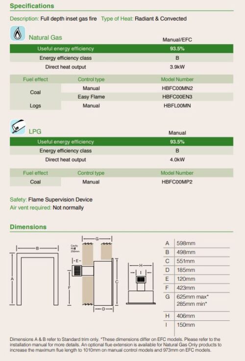 KOHLANGAZ DURLSTON GAS FIRE BALANCED FLUE