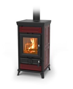 THERMOROSSI LLARIA MAIOLICA BORDEAUX (RED) WOOD STOVE