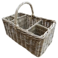 GLENWEAVE PICNIC BASKET WITH 4 BOTTLE HOLES IN GREY