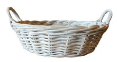 GLENWEAVE ROUND BASKET WITH EAR HANDLES IN WHITE WASH
