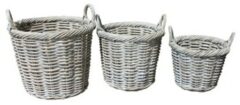 GLENWEAVE SET OF 3 ROUND BASKETS WITH EAR HANDLES IN WHITE WASAH