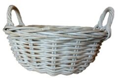 GLENWEAVE ROUND POTATO BASKET WITH EAR HANDLES IN WHITE WASH