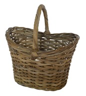 GLENWEAVE OVAL TALL BASKET WITH HOOP HANDLE IN GREY