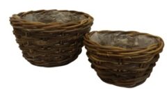 GLENWEAVE SET OF 2 ROUND BASKETS WITH PLASTIC LINER IN NATURAL