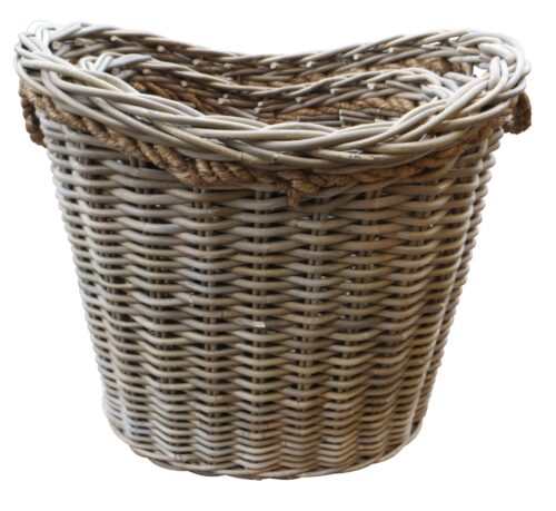 GLENWEAVE 2 OVAL BASKETS WITH ROPE HANDLES (D43XD32XH43/L53XD32XH43CM) IN GREY