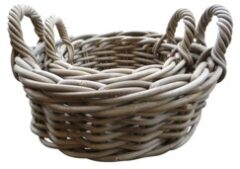 GLENWEAVE SET OF 2 LOW ROUND BASKETS WITH EAR HANDLES IN GREY