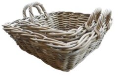 GLENWEAVE SET OF 2 LOW RECTANGLE BASKETS WITH EAR HANDLES IN GREY