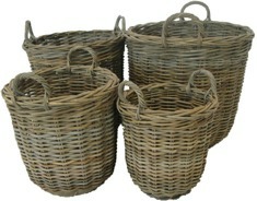 GLENWEAVE 4 ROUND BASKETS WITH EAR HANDLES IN GREY