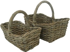 GLENWEAVE SMALL RECTANGLE BASKETS WITH HOOP HANDLE IN GREY