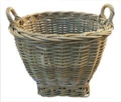 GLENWEAVE ROUND BASKET WITH EAR HANDLES SQUARE BASE (DIA 45 X H34CM) IN GREY